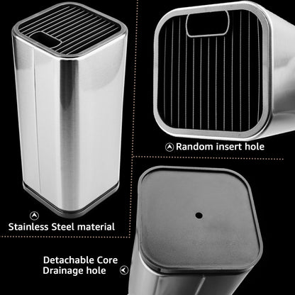 Conjunto de Facas Japonesas com Bloco e Amolador de 8 polegadas, Facas de Cozinha de Aço Damasco a Laser com Tesoura de Cozinha e Cabo de Madeira