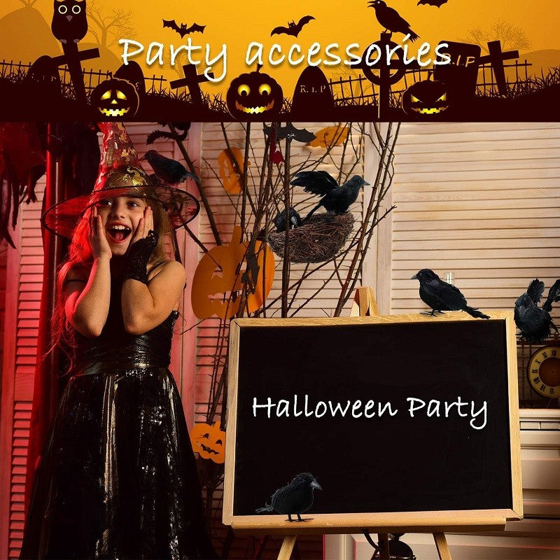 3/4/6Pcs Simulation Black Crow Animal Model Artificial Crow Black Bird Raven Home Decoration Party Prop Garden Decor 20x9x6cm