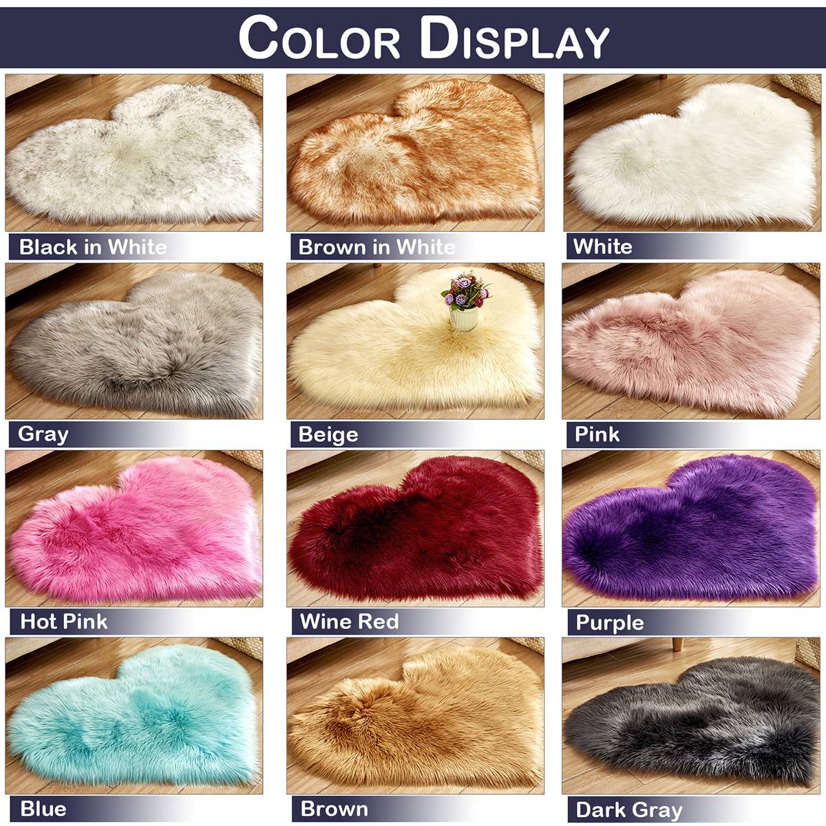 Heart Shaped Faux Fur Rug Bedroom Fluffy Shaggy Area Rugs Sheepskin Fuzzy Rug Carpets Throw Shag Rug Sofa Decor Floor Mat Plush