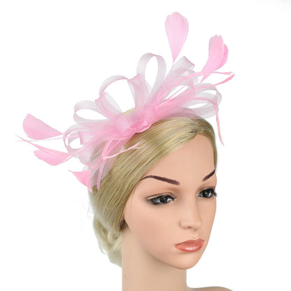 Chapéu Fascinator Feminino Chique Coquetel Casamento Festa Igreja Acessório de Cabelo Moda Pena Grampo de Cabelo Noiva