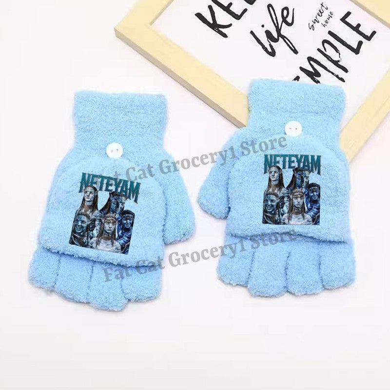 Luvas Avatar Fogo e Cinzas Disney para Menino Inverno com Capa Virada Luvas Crianças ao Ar Livre Quente Luva Fofa Acessórios de Roupa Infantil Presente