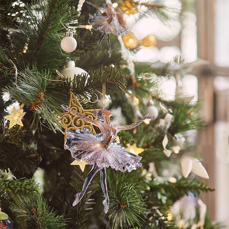 Sparkling Ballerina Christmas Ornament, Acrylic Ballerina Dance Ornament, Crystal Ballet Ornament For Christmas Tree Decoration