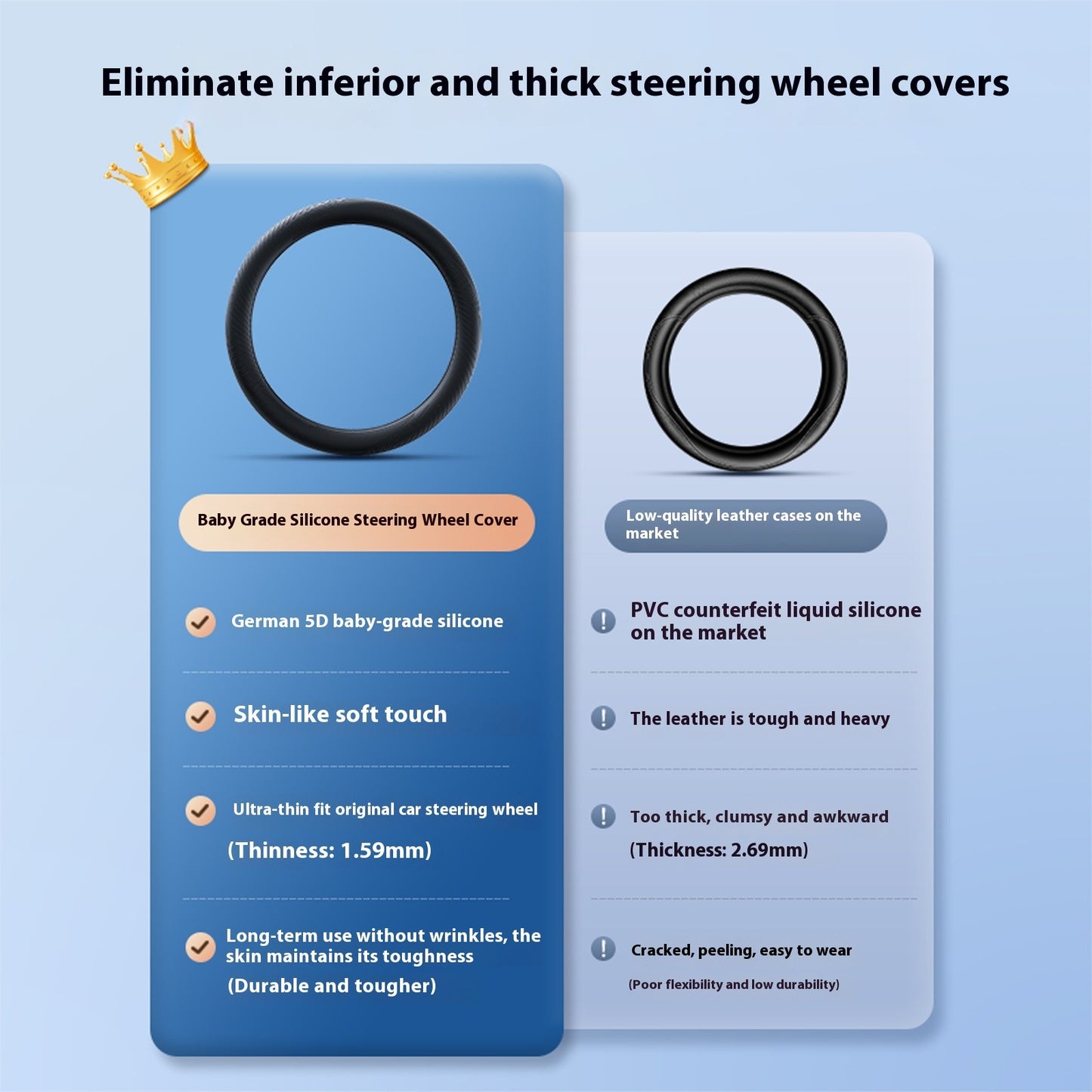 Steering Wheel Cover,Silicone Steering Wheel Cover,Suitable for All Kinds of Light Cars,Breathable and Non-Slip,Multi-Color,Sili