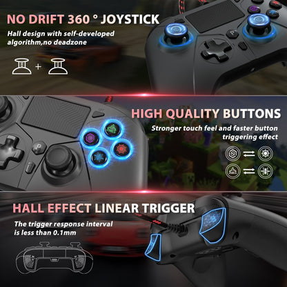 Controller For Playstation 5 PS5/PS4/PC/Steam Wired Gamepad Turbo Dual Vibrate Hall Effect Linear Trigger Game Control Joystick