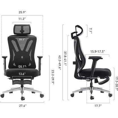 p5 ergonomic office chair, desk chair with adjustable lumbar support and height, comfortable mesh computer chair with footrest