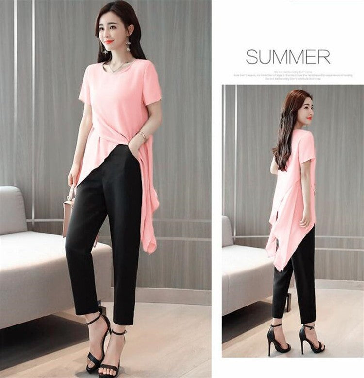 New 2025 Summer Fashion New Solid Color Split Chiffon Shirts Loose Irregular Shirts Tops Thin Blouses Woman Red blusas femininas