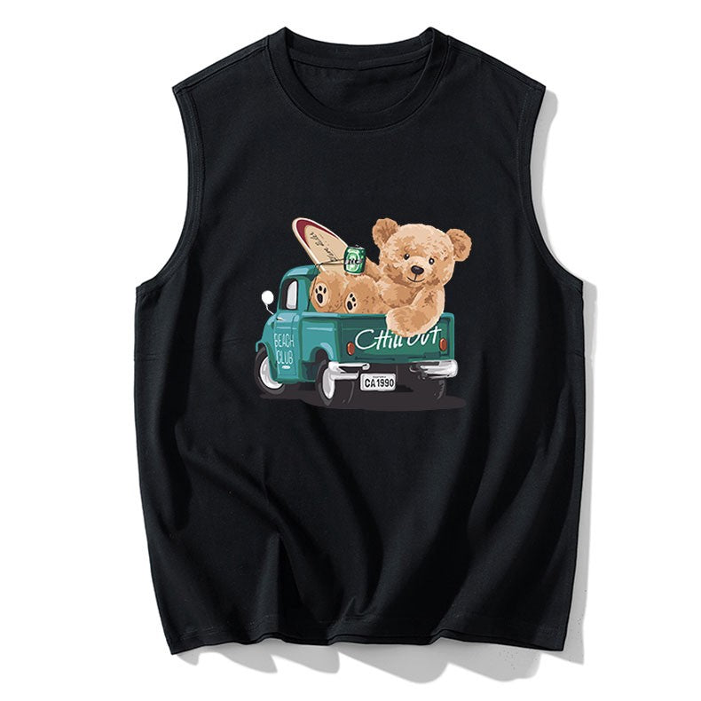 Men's Plus Size Vest Shirt 110-200KG Gym Workout Tummy Control Compression Tank Top Black Print Sleeveless Tee Fat Male Clothing