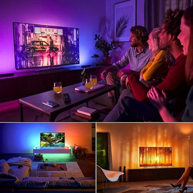 1-40m LED Strip Lights for Room Decoration, APP + 44-Key Remote Music Sync, 5V USB RGB Flexible Tape for TV Backlight