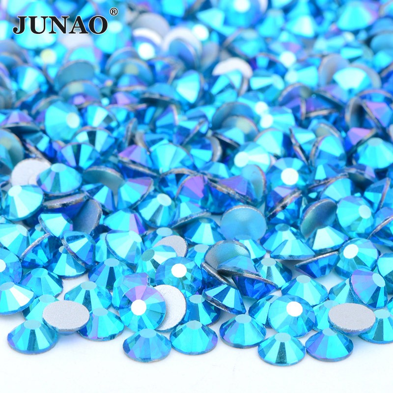 JUNAO Wholesale SS6 SS10 SS12 SS16 SS20 SS30 Flatback Glass Rhinestones Clear Cr