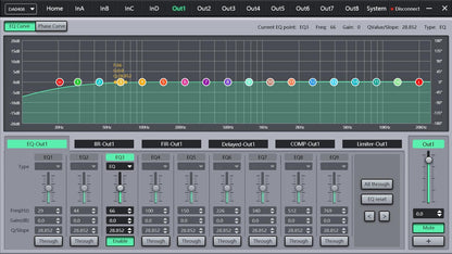 DP48X Processador de Áudio Digital Profissional 4 Entradas 8 Saídas Processador Drive Rack com RIR DEQ Sistema de Gerenciamento de Alto-falantes 192KHZ