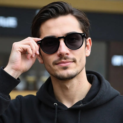 Óculos de Sol Redondos Retrô Masculinos Femininos Pequenos Moda Polarizados Óculos de Sol para Homens e Mulheres Óculos de Condução Estilo Vintage Literário