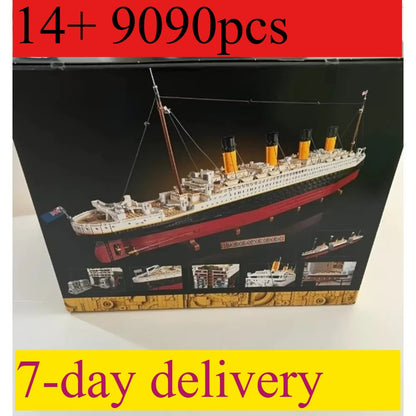 Com caixa original Filme-Série Titanic Grande Navio de Cruzeiro 9090 Peças Compatível com 10294 Blocos de Montar Brinquedos de Presente