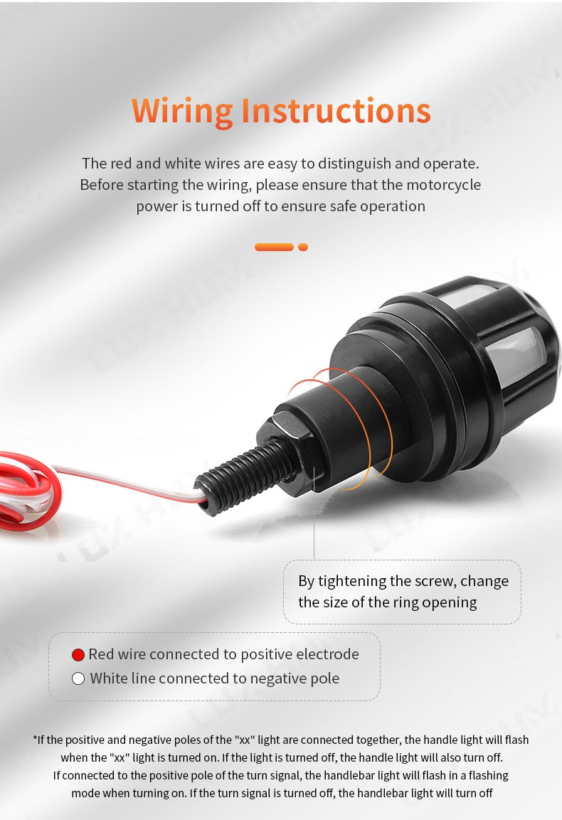 Luz estroboscópica de guidão de motocicleta, luz indicadora de LED de alto brilho, luz de seta para scooter 12V, lâmpada de advertência lateral à prova d'água