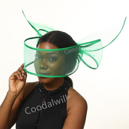 Fascinator de Véu Branco Elegante Chapéu Feminino para Kentucky Derby Evento de Corrida Adorno de Cabeça de Moda Boné de Rede Chapeau para Eventos Femininos