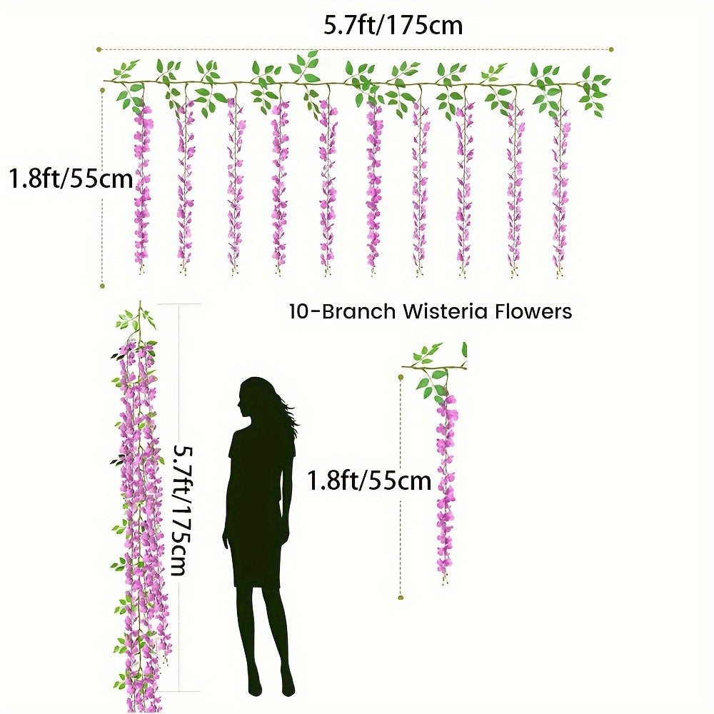Wisteria Artificial Flowers Garland,Artificial Wisteria Vine Hanging Flower For Home Garden Outdoor Ceremony Wedding Home Decor