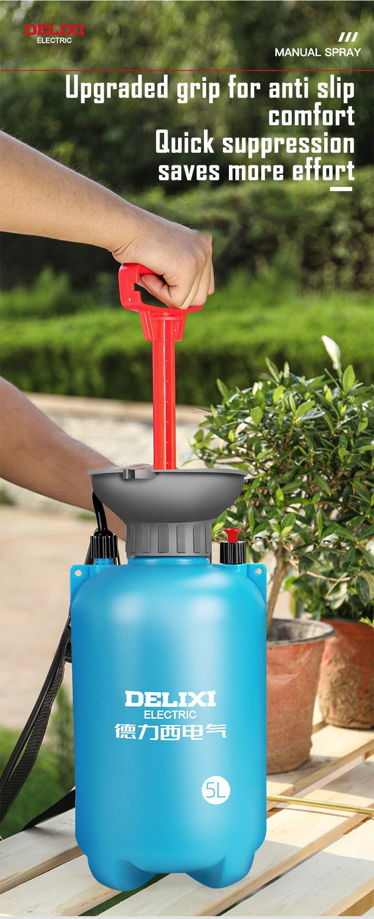 DELIXI ELECTRIC 3/5/8L Garden Sprayer Hand Pump Pressure Sprayer,Multi-Purpose Hand Pressure Garden Sprayer,for Lawn Garden