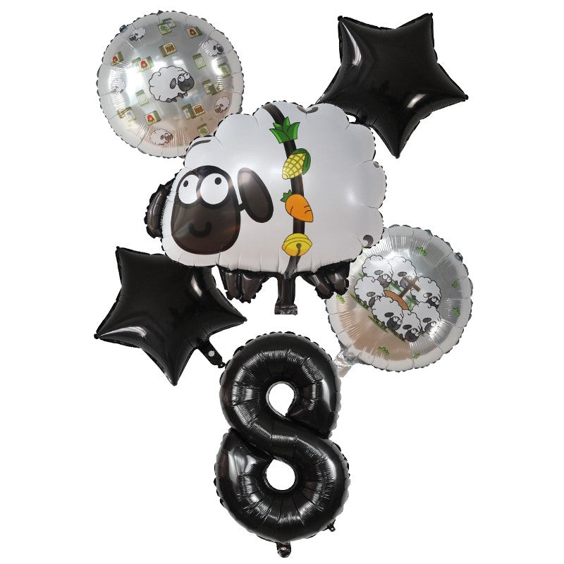 6pcs White Head sheep Foil Balloons Children's birthday party decor Baby Shower wedding marriage room balloons
