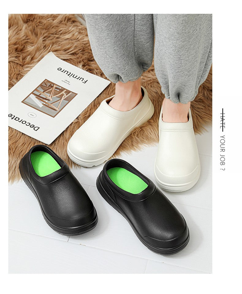 Chef shoes four seasons soft sole anti-slip oil-proof waterproof kitchen work shoes men's sandals garden shoes outdoor slippers