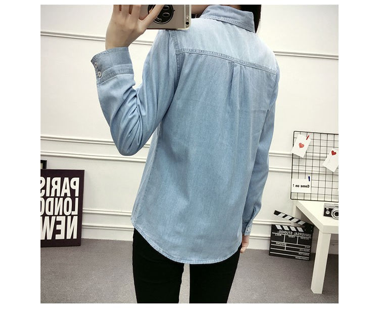 2022 Casual winter Autumn warm thick fleece denim Blouses Women Ladies Tops Women Blouses Long Sleeve Shirt clothe S-3XL