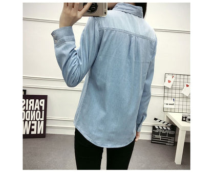 2022 Casual winter Autumn warm thick fleece denim Blouses Women Ladies Tops Women Blouses Long Sleeve Shirt clothe S-3XL