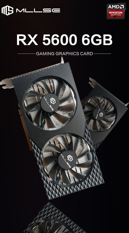 Placa Gráfica MLLSE Radeon RX5600 6GB GDDR6 6GB GPU de Computador para Jogos AMD RX5600 6GB Placa Gráfica para Desktop de Jogos