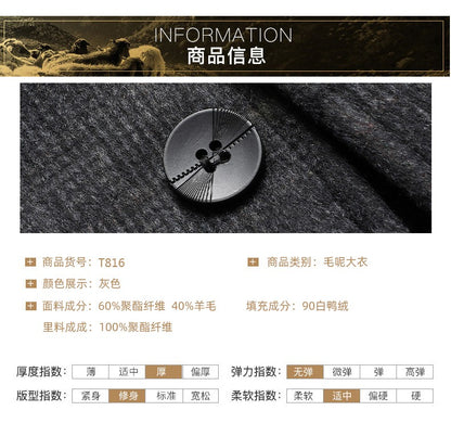 2024 New style Men's Woolen Coat Winter Classic Casual Overcoat Mens high quality Thicken trench coat men full size M-4XL