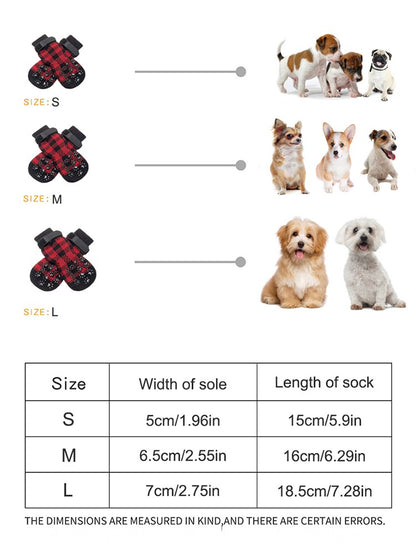 Conjunto de 4 Peças de Meias para Pets, Capa de Pata para Cães e Gatos, Meias Antiderrapantes e Impermeáveis para Uso Externo, Sapatos para Cães Grandes e Pequenos