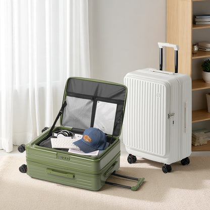 Large Capacity Expandable Suitcase Multi-Function Side Opening Luggage Boarding Case Cup Holder Shock-Absorbing Brake Wheels