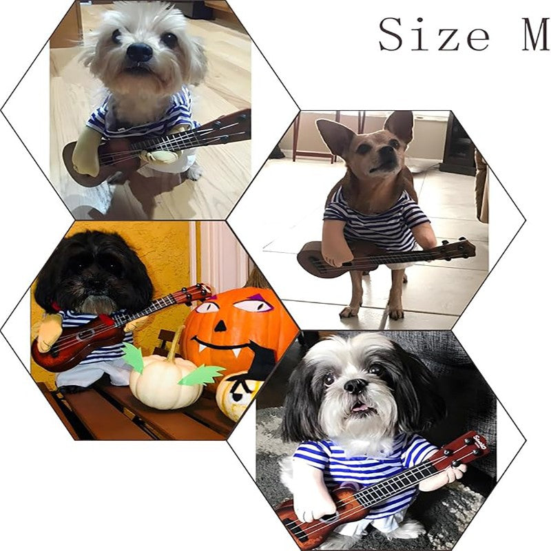Fantasia de Guitarra para Pets, Fantasias de Cachorro, Gato, Halloween, Natal, Fantasia de Guitarrista Explosivo para Festa, Roupa Engraçada