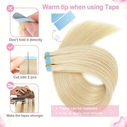 HAIRTIME Invisible Tape in Human Hair Extensions 613 Hair Seamless Human Hair Tape In Extension Human Hair