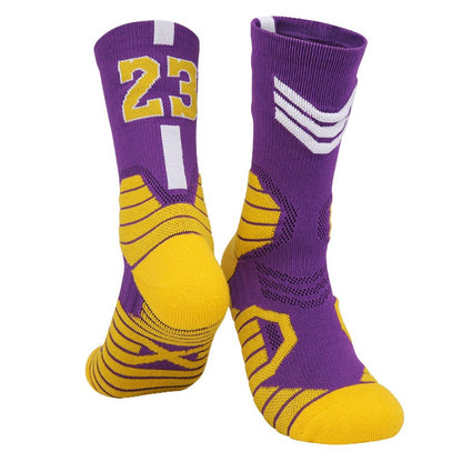Meias Esportivas Masculinas de Basquete, Meias Esportivas com Numeração, Fundo de Toalha Engrossado, Ciclismo Outdoor, Corrida, Basquete, Feminino Adulto, Meias.