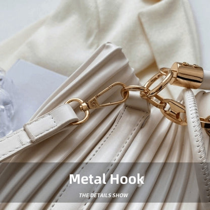 Trendy Pleated Design Crossbody Bag Stylish Chain Shoulder Bucket Bag Elegant Shoulder Purse Daily Use