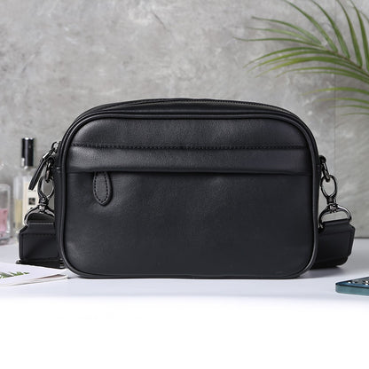 Luxury Business Shoulder Bag for Men Design Plaid PU Leather Messenger Bag Crossbody Bag Casual Zipper Small Square Sling Bag