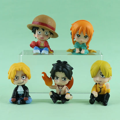 Conjunto de 10 Bonecos de One Piece Luffy Law Sabo Zoro Sanji Nami Chopper Marco Ace Roger Action Figurine Modelo Bonecas Brinquedos de Presente
