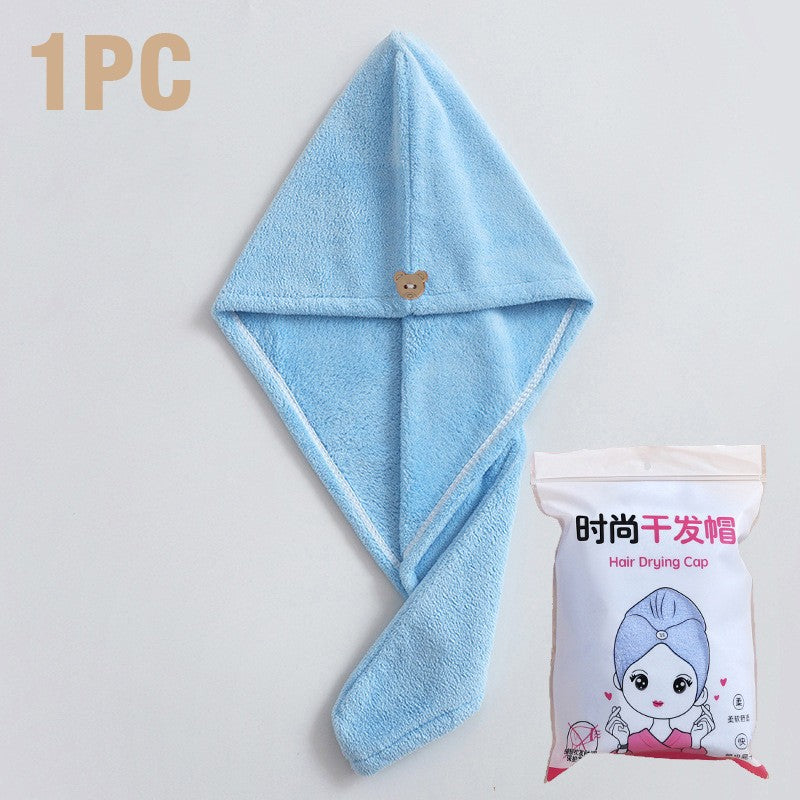 Care Cap with Button Microfiber Hair Towel Super Absorbent Hair Towel Wrap Fast Drying Hair Wraps Women Bathroom Accessories