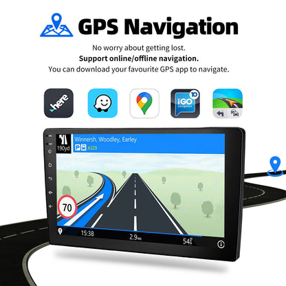 Rádio Estéreo Automotivo de 7/9/10 Polegadas Duplo 2 Din 4+64G Android 15 ChatGpt AI WIFI GPS Navegação FM/RDS Bluetooth SWC Unidade Principal+DVR&AHD