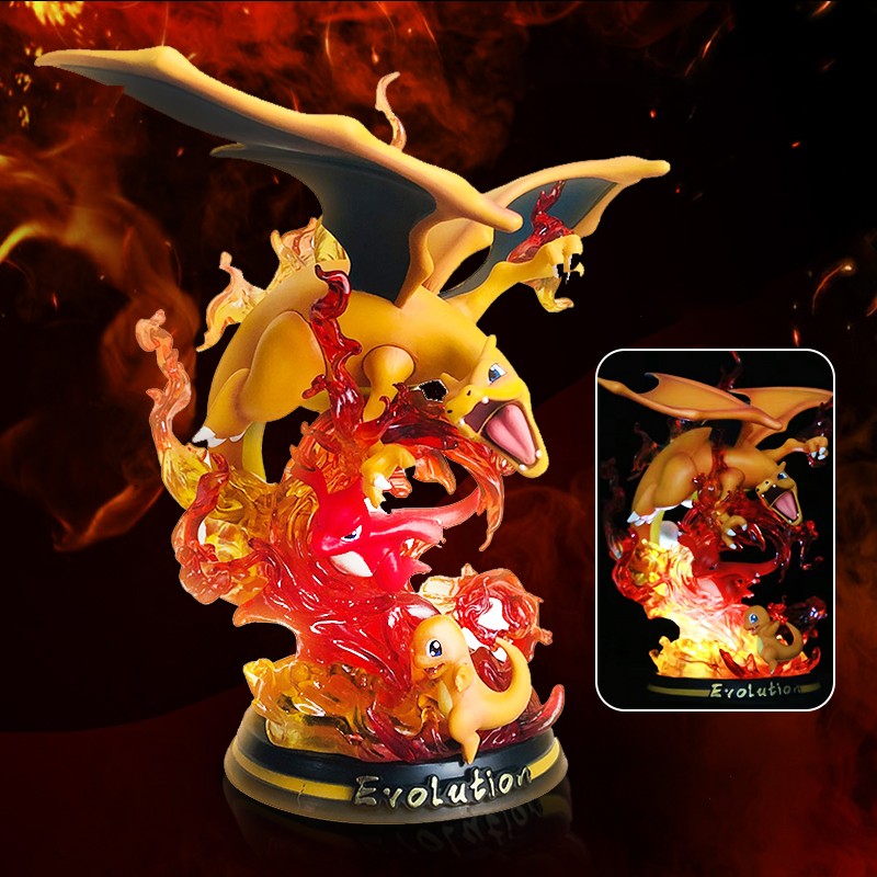 Pokemon Evolução Eevee Anime Figuras Charizard Raichu Mewtwo Dragonite Venusaur Gengar Iluminoso Estatueta PVC Estátua Modelo Brinquedo