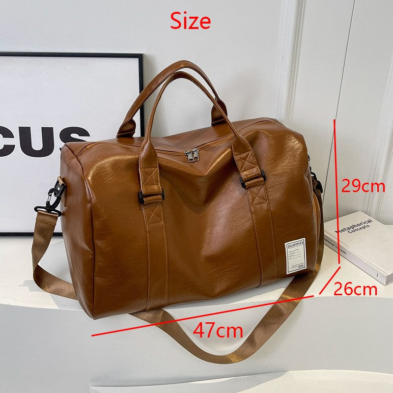 Fashion Women'S Travel Totes Duffle PU Leather Gym Sports Fitness Casual Luggage Handbag Shoes Pocket Shoulder Weekend Bag