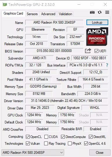 Placa de vídeo MLLSE AMD Radeon RX 580 8GB 2048SP branca GDDR5 DP HDMI DVI