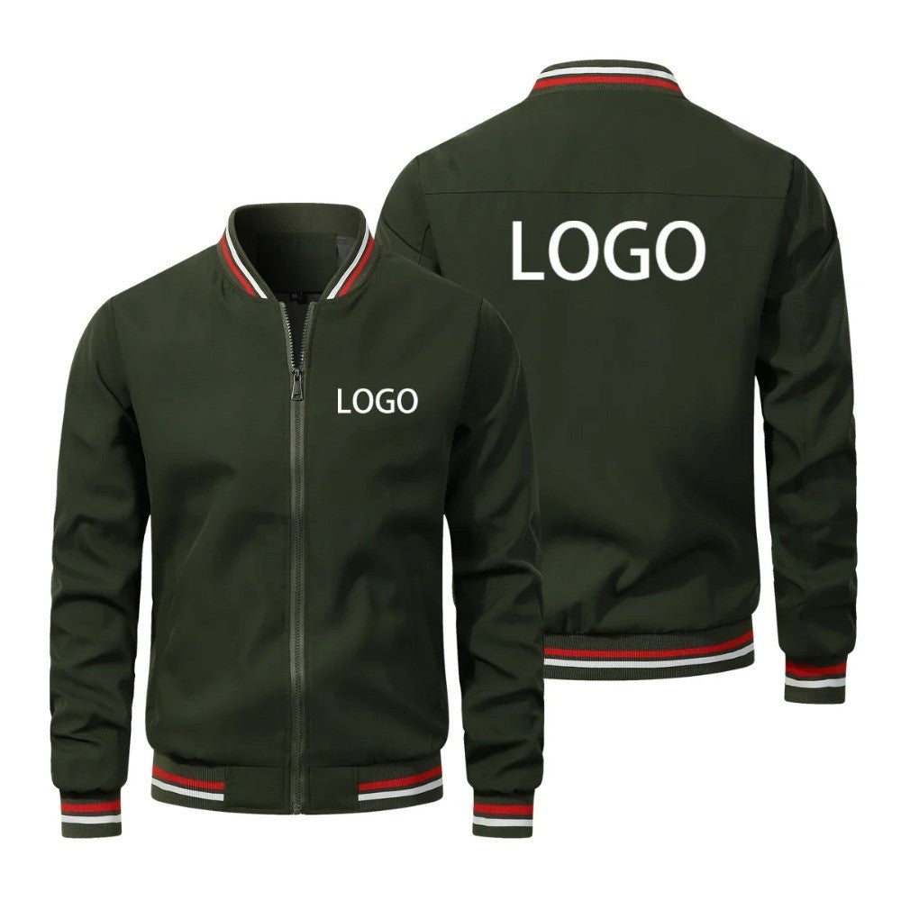 Custom Windproof Jacket Men Personalized Logo Printed Zipper Motorcycle Outdoor Sportswear Casual Fashion Coat
