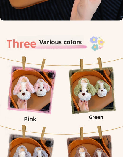 Kids Cotton Slippers Winter Boys Girls Non Slip Indoor Cute Dog Design Warm House Shoes for Children