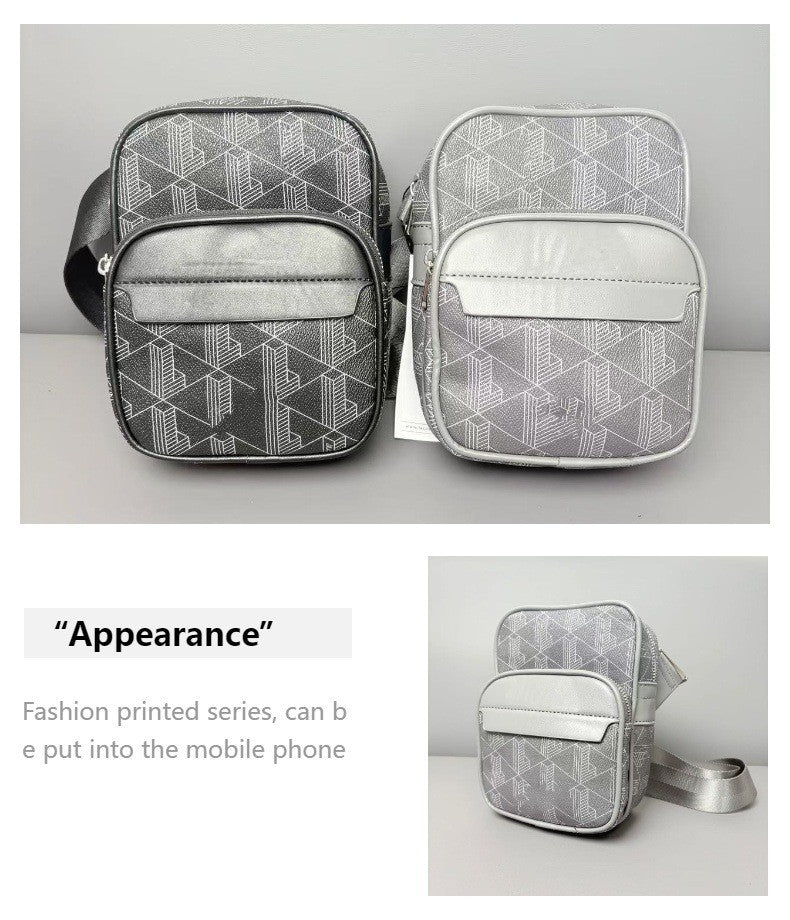 2025 new retro printed men's shoulder bag, casual and fashionable crossbody bag, horizontal version trendy men's crossbody bag