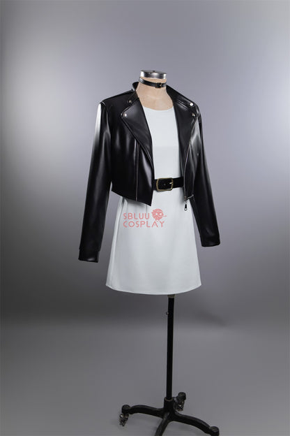 SBluuCosplay Tayama Yamada Cosplay Costume Smoking Behind the Supermarket PU Coat Dress Halloween Carnival Party Suit