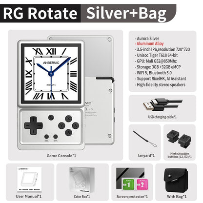 Anbernic RG Rotate Handheld Game Console 3.5" IPS Rotating Screen Android Aluminum Alloy 2000 mAh Retro Portable Games Player AI
