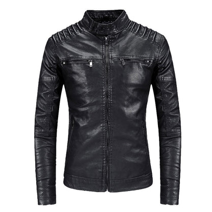 Shilin brand leather jacket men new plush thickened leather coat Slim fit Korean fashion winter casual leather jacket