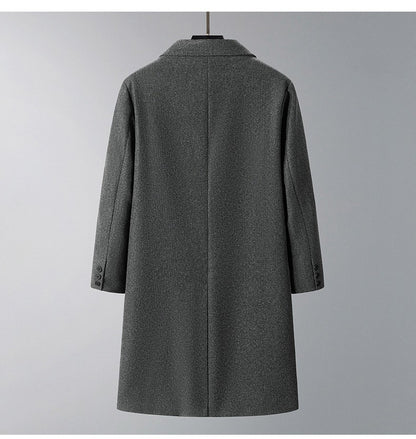 2025 New Men's Knee-Length Wool Blend Overcoat | Korean Style Loose Fit Trench Coat A/W Season | Plus Size Casual Fashion