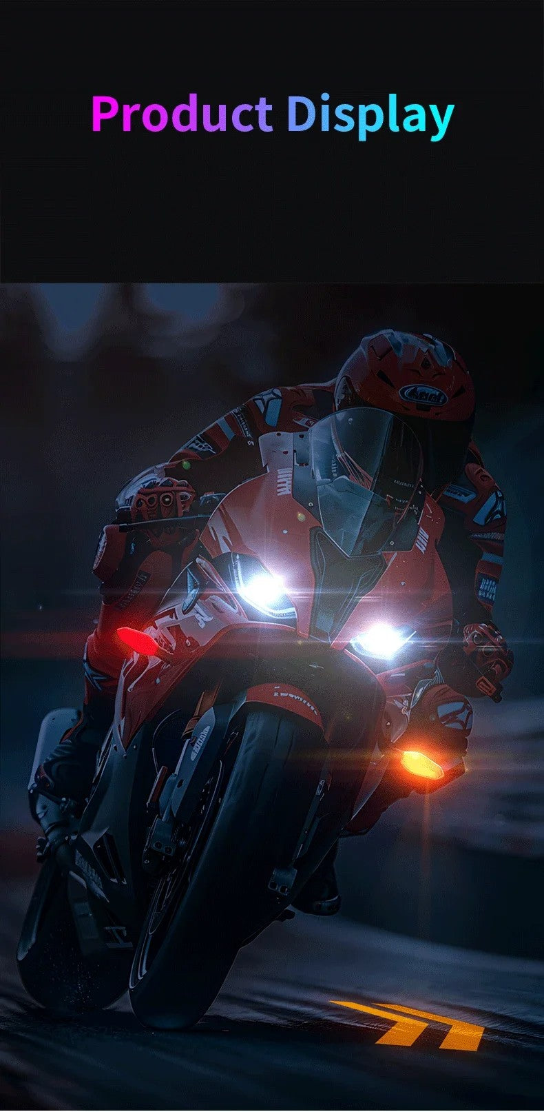 Nova lâmpada de sinalização de motocicleta LED com 27 modos Lâmpada de projeção colorida Luzes indicadoras de fluxo sequencial Luz de circulação