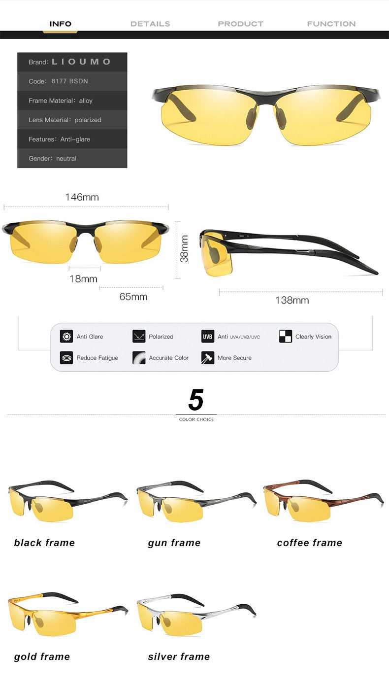 Top Anti-glare Day Night Vision Glasses For Driving Men Polarized Sunglasses Photochromic Driver Goggles Glasses zonnebril heren