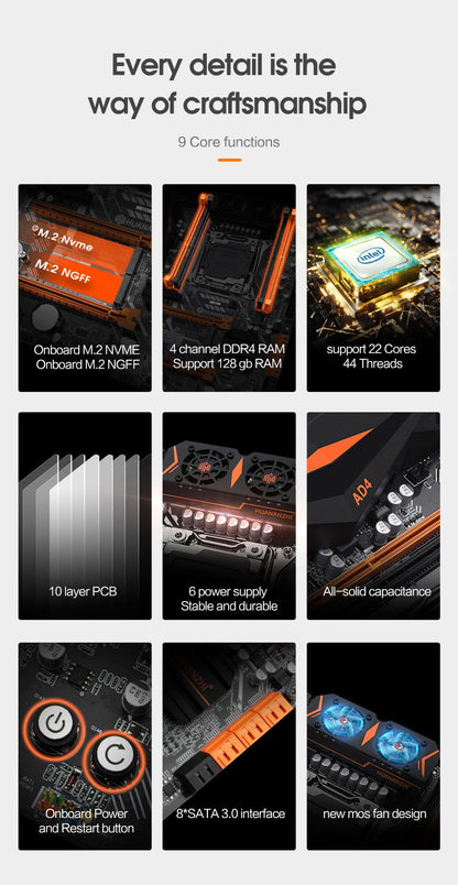 Placa-mãe HUANANZHI X99 AD4 LGA 2011-3 XEON X99 suporta Intel E5 2640 2666 2670 2678 2696 V3 V4 DDR4 RECC NON-ECC NVME SATA