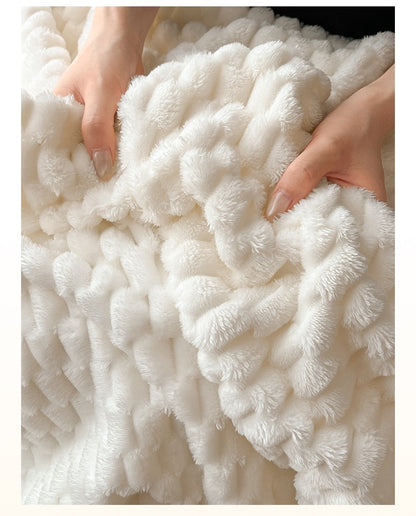 Big 3D Clouds Stylish Hexagon Jacquard Decorative Fuzzy Blankets for Household, Camping, and Travel, Super Soft Cozy